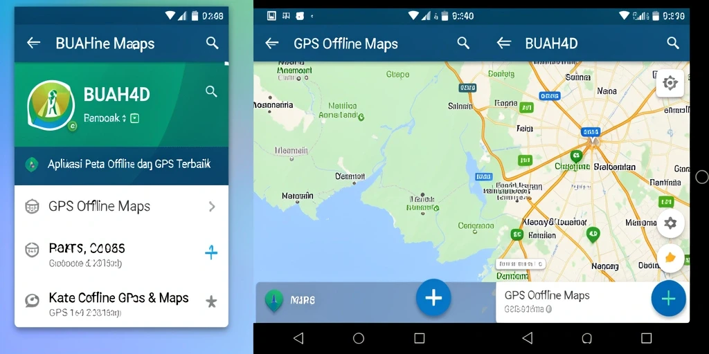 Tampilan antarmuka BUAH4D dengan peta GPS offline yang lengkap.