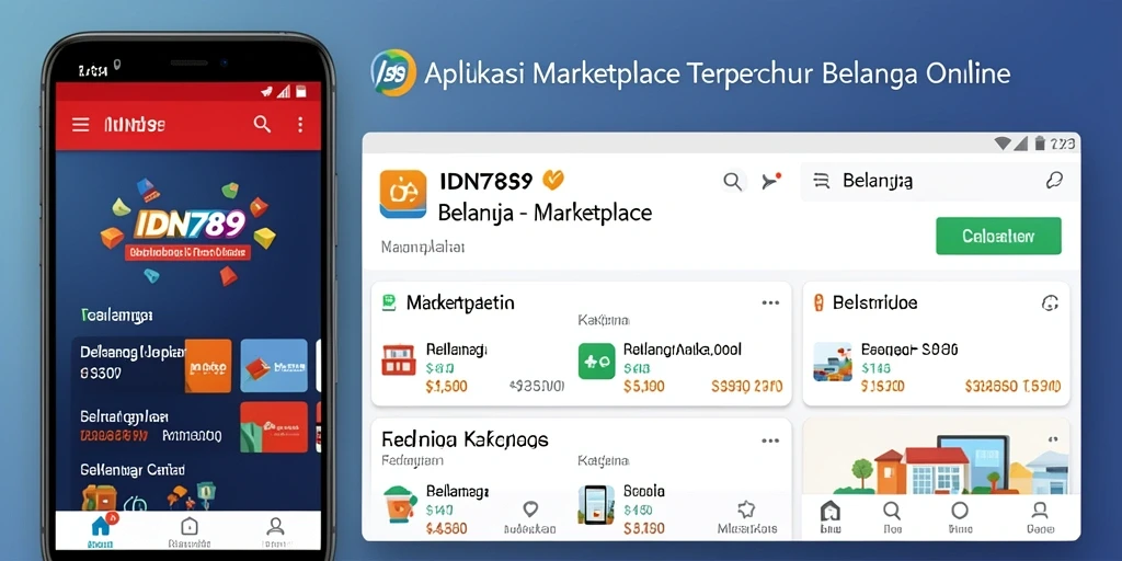 Antarmuka aplikasi IDN789 yang modern dan menarik untuk berbelanja.