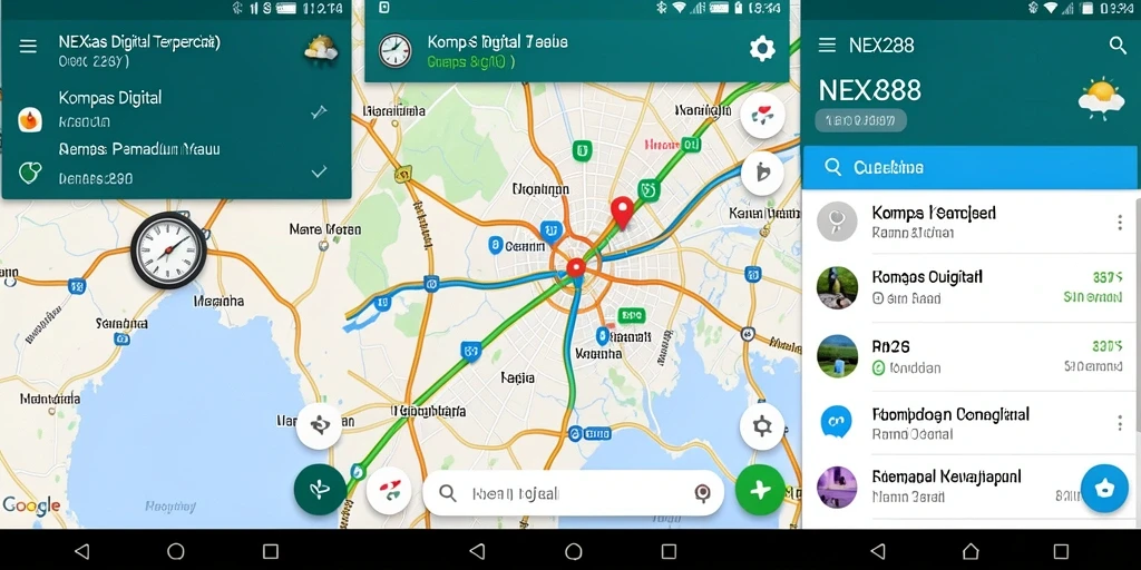 Tampilan antarmuka NEX288 menampilkan fungsi kompas digital yang sederhana dan efektif.