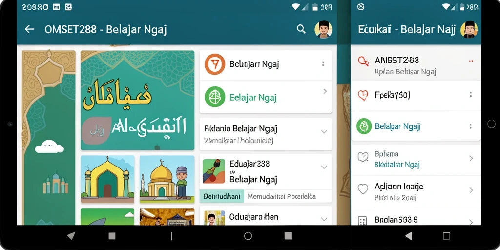 Tampilan antarmuka aplikasi OMSET288 yang mendukung belajar ngaji.