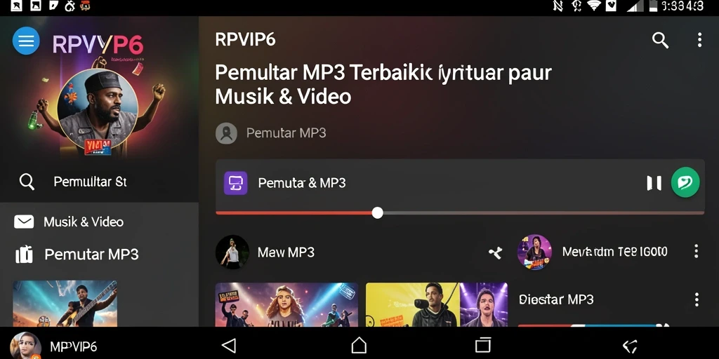 Tampilan antarmuka RPVIP6 yang user-friendly untuk Pemutar MP3.